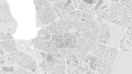 Ilustración de Antecedentes Mapa de Ternopil, Ucrania, cartel blanco y gris claro de la ciudad. Mapa vectorial con carreteras y agua. Proporción de pantalla ancha, hoja de ruta digital de diseño plano. - Imagen libre de derechos