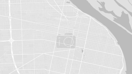 Illustration for Background Rosario map, Argentina, white and light grey city poster. Vector map with roads and water. Widescreen proportion, digital flat design roadmap. - Royalty Free Image