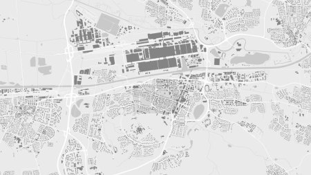 Hintergrund Wolfsburger Stadtplan, Deutschland, weißes und hellgraues Stadtplakat. Vektorkarte mit Straßen und Wasser. Breitbild-Anteil, digitale flache Design-Roadmap.