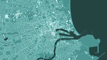Aberdeen map, green streetmap poster of UK city