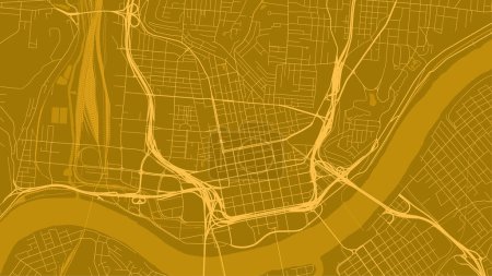 Cincinnati Karte, orangefarbenes Stadtplan-Poster der Stadt USA