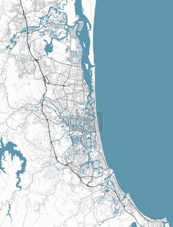 Illustration for Map of Gold Coast, Australia. Detailed city map, metropolitan area. - Royalty Free Image