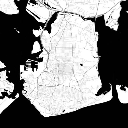 Black and white map of Portsmouth, England