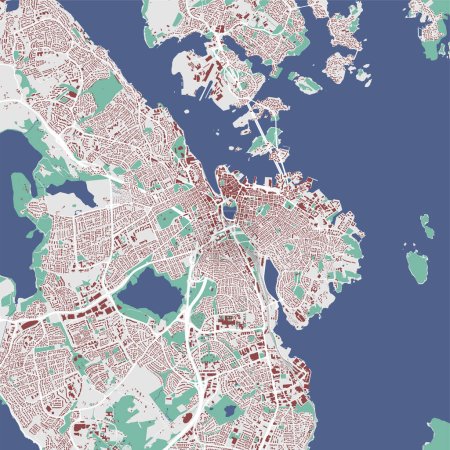 Illustration for Stavanger map, Norway. Vector city streetmap, municipal area. - Royalty Free Image
