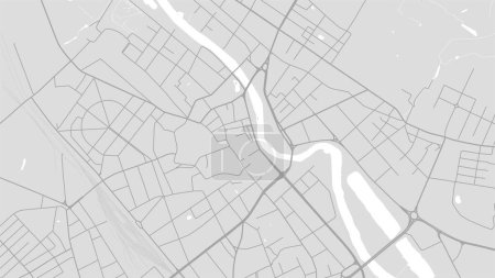 Téléchargez les illustrations : Contexte Carte de Tartu, Estonie, affiche de la ville blanche et gris clair. Carte vectorielle avec routes et eau. Proportion d'écran large, feuille de route numérique de conception plate. - en licence libre de droit