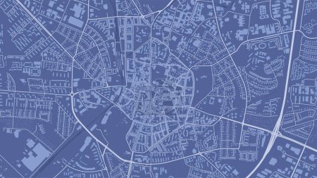 Blue Lund map, Sweden. Vector city streetmap, municipal area.
