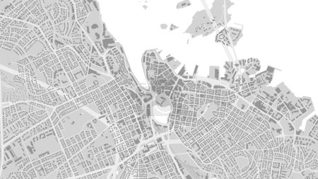 Background Stavanger map, Norway, white and light grey city poster. Vector map with roads and water. Widescreen proportion, digital flat design roadmap.
