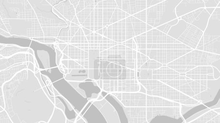Map of Washington D.C., USA. Detailed city vector map, metropolitan area. Streetmap with roads and water.
