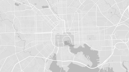 Illustration for Map of Baltimore, USA. Detailed city vector map, metropolitan area. Streetmap with roads and water. - Royalty Free Image