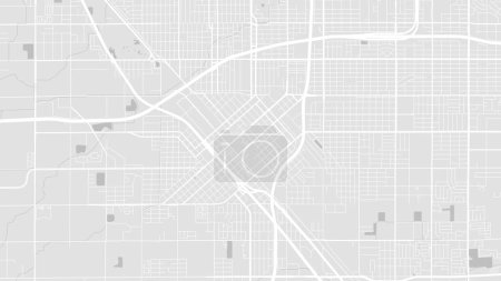 Background Fresno map, USA, white and light grey city poster. Vector map with roads and water. Widescreen proportion, digital flat design roadmap.