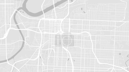 Background Kansas City, Missouri map, USA, white and light grey city poster. Vector map with roads and water. Widescreen proportion, digital flat design roadmap.