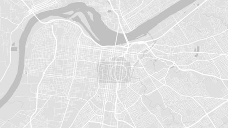 Map of Louisville, Kentucky, USA. Detailed city vector map, metropolitan area. Streetmap with roads and water.