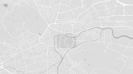 Hintergrund Karte von Ljubljana, Slowenien, weißes und hellgraues Stadtplakat. Vektorkarte mit Straßen und Wasser. Breitbild-Anteil, digitale flache Design-Roadmap.