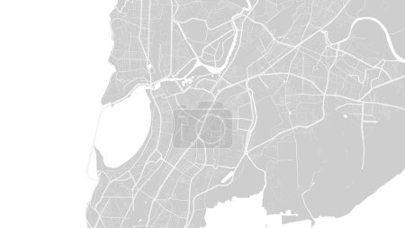 Mumbai map, India. Grayscale color city map, vector streetmap with roads and seas.