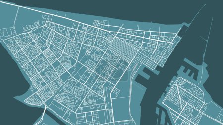 Blue Port Said map, Egypt. Vector city streetmap, municipal area.