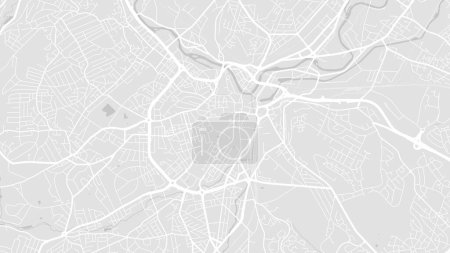 Sheffield map, Inglaterra. Mapa de la ciudad a escala de grises, mapa de calles vectorial con carreteras y ríos.