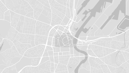 Background Belfast map, Northern Ireland, white and light grey city poster. Vector map with roads and water. Widescreen proportion, digital flat design roadmap.