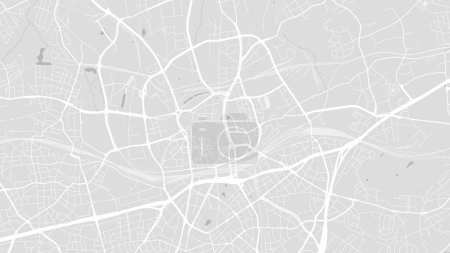 Téléchargez les illustrations : Contexte Carte d'Essen, Allemagne, affiche de la ville blanche et gris clair. Carte vectorielle avec routes et eau. Proportion d'écran large, feuille de route numérique de conception plate. - en licence libre de droit