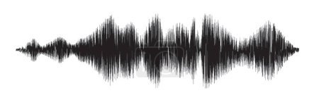 Reales Schallwellenmuster. Audio-Wellenform für Radio, Podcast, Musikaufnahme, Video, soziale Medien. Schwarz auf transparentem Hintergrund.