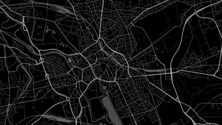Illustration for Hanover map, Germany. Grayscale color city map, vector streetmap with roads and rivers. - Royalty Free Image