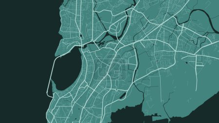 Téléchargez les illustrations : Carte verte de Mumbai, Inde. Carte de rue de la ville vectorielle, zone municipale. - en licence libre de droit