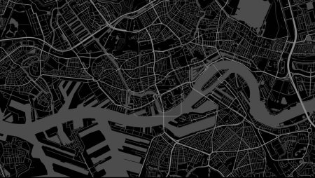 Illustration for Black Rotterdam map, Netherlands. Vector city streetmap, municipal area. - Royalty Free Image
