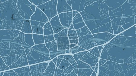 Blue Essen map, Germany. Vector city streetmap, municipal area.