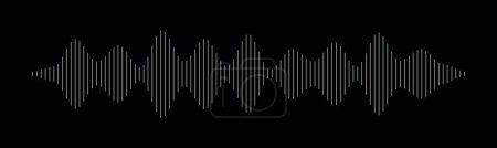 Sound wave pattern. Audio waveform for radio, podcast, music record, video, social media. Black background.