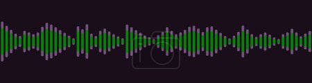 Seamless sound wave pattern. Audio waveform for radio, podcast, music record, video, social media. White with large shadow.