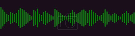 Seamless sound wave pattern. Audio waveform for radio, podcast, music record, video, social media. Black background.