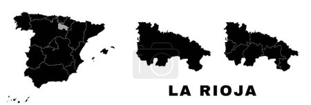 La Rioja carte, communauté autonome en Espagne. Division administrative espagnole, régions, arrondissements et municipalités.