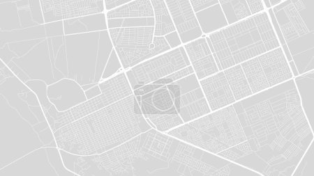 Background Najaf map, Iraq, white and light grey city poster. Vector map with roads and water. Widescreen proportion, digital flat design roadmap.