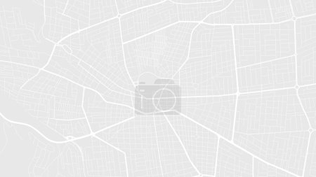 Background Irbid map, Jordan, white and light grey city poster. Vector map with roads and water. Widescreen proportion, digital flat design roadmap.