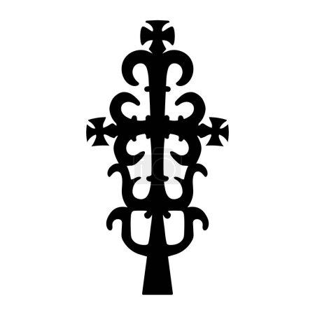 Ornamental Christian cross, complex shape of a symbol, outline