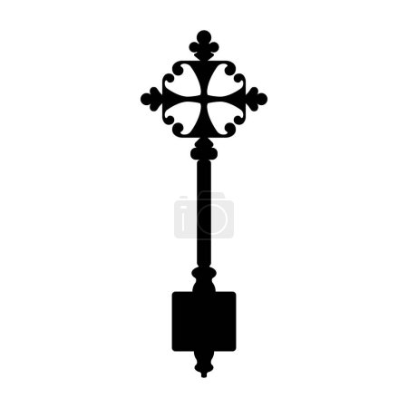 Hand cross shape, ornamental form, like a key. Vector illustration.