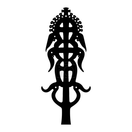 Complex animalistic cross shape, ornamental outline, rare unique symbol