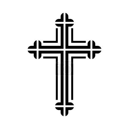 Icono de cruz elegante, símbolo de cruz cristiana, forma de contorno