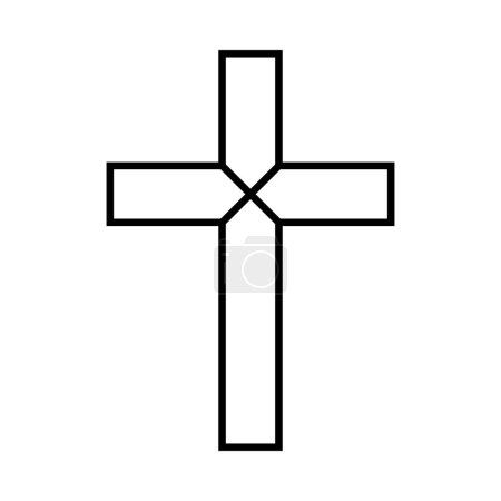Simple cross icon, Christian cross symbol, outline shape