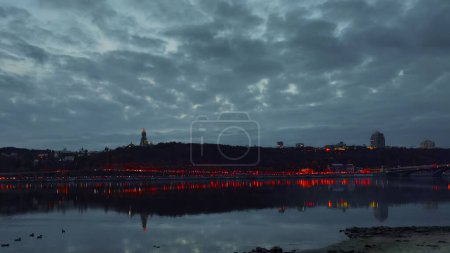 Photo for KYIV, UKRAINE - October 22, 2022: Power cuts in Kyiv after fresh missiles attacks on grid by Russia. Emergency blackouts in Kyiv. October 2022. - Royalty Free Image