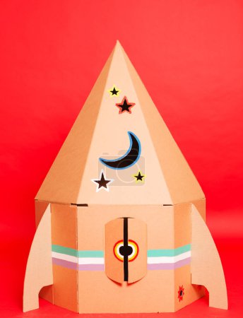Photo for Cardboard space rocket. Concept image - Royalty Free Image