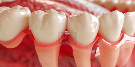 Téléchargez les photos : Gros plan des dents saines. Illustration 3D médicalement précise du concept dentaire. rendu 3D - en image libre de droit
