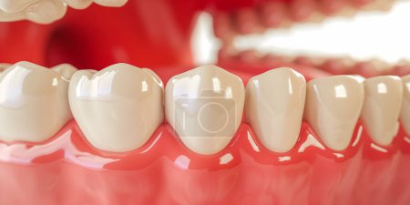 Foto de Cierre de dientes sanos. Ilustración 3D médicamente precisa del concepto dental. Renderizado 3D - Imagen libre de derechos