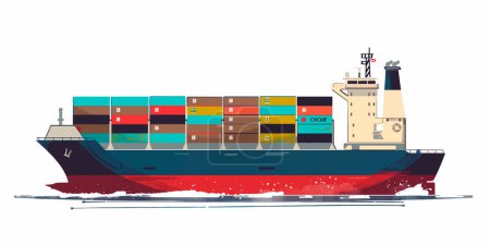 Ilustración de Contenedor de barco de carga en el transporte marítimo, transporte de carga de envío - Imagen libre de derechos