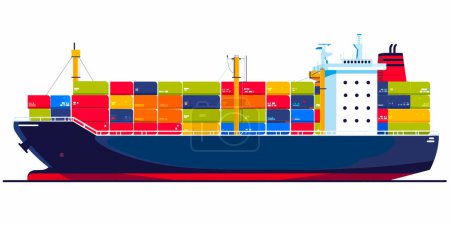 Ilustración de Contenedor de barco de carga en el transporte marítimo, transporte de carga de envío. - Imagen libre de derechos