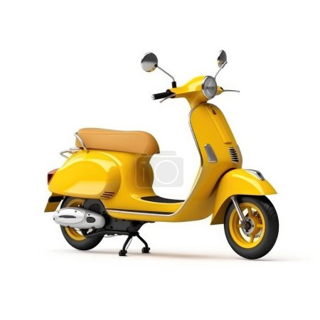 Téléchargez les photos : Scooter électrique jaune isolé sur un fond blanc - en image libre de droit