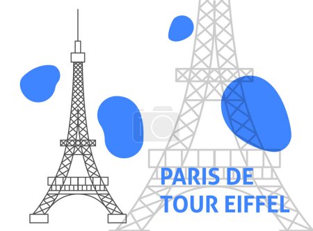 Ilustración de Paris De Tour Eiffel Banner Concept (en inglés). Ilustración vectorial del esquema Símbolo de arquitectura de viajes de construcción. - Imagen libre de derechos