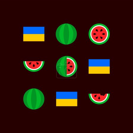 Illustration for Kherson Ukraine Flag Watermelon. Vector Illustration of Ukrainian City Symbol. - Royalty Free Image