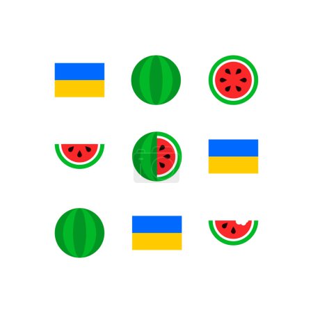 Illustration for Ukraine Kherson Watermelon. Vector Illustration of Ukrainian City Symbol. - Royalty Free Image