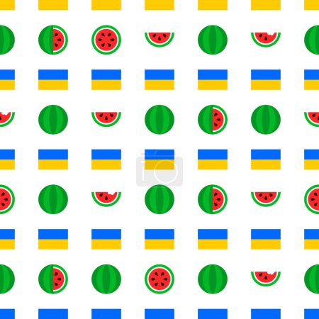 Illustration for Ukraine Kherson Watermelon Seamless Pattern. Vector Illustration of Ukrainian City Symbol. - Royalty Free Image