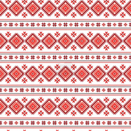 Illustration for Ukrainian Embroidery Seamless Pattern Floral - Royalty Free Image